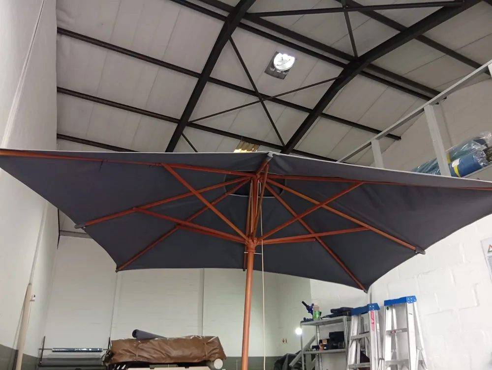 Canvas canopy made for a wooden parasol